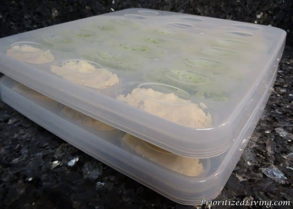 Chicken and Broccoli in Freezer Trays with Lids