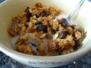 Granola in milk