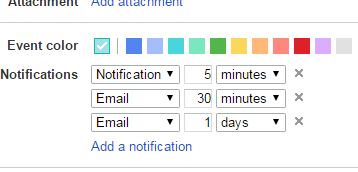 Google Calendar event notifications