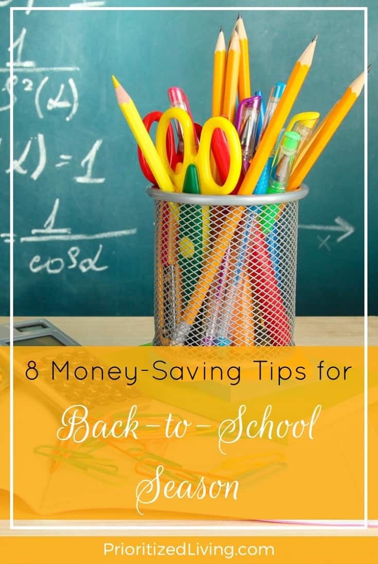 The back-to-school countdown is on, and it’s time to shop. Here are some easy ways you can stock up without breaking the bank. | 8 Money-Saving Tips for Back-to-School Season | Prioritized Living