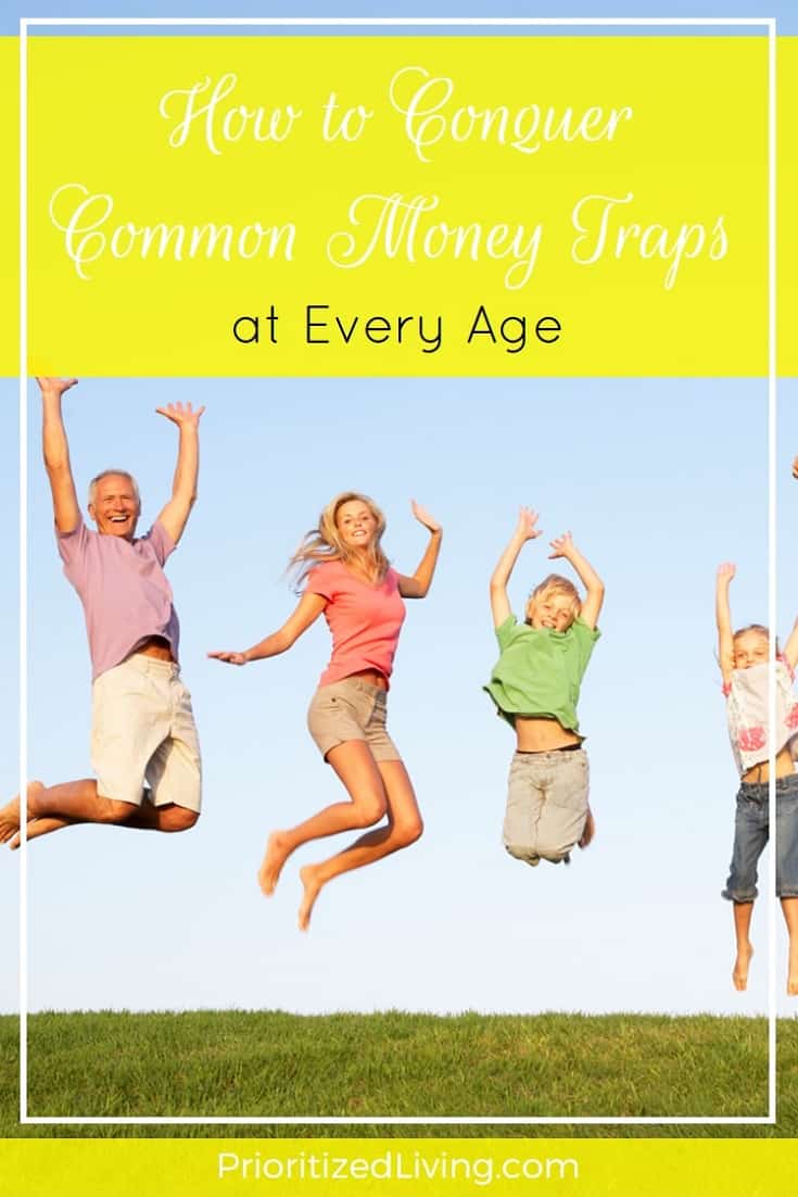 No matter how old you are, you can fall into some big money mistakes. Here are some tips for tackling the financial obstacles you face in each decade. | How to Conquer Common Money Traps at Every Age | Prioritized Living