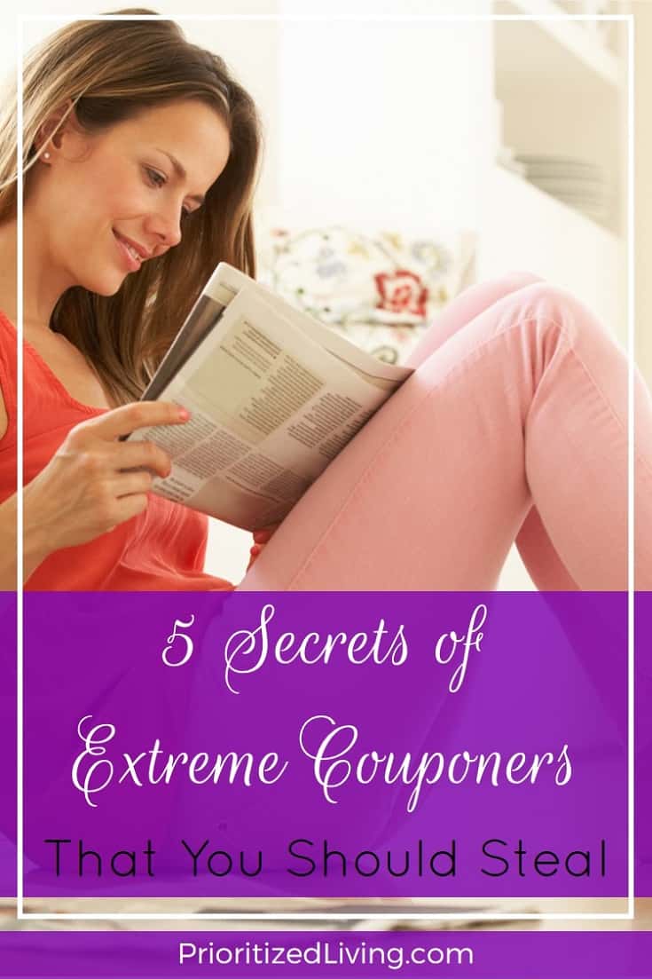 Want to use strategies of extreme couponers while dialing the effort required WAY down? Here are 5 couponing secrets that you can implement in your life. | 5 Secrets of Extreme Couponers That You Should Steal | Prioritized Living