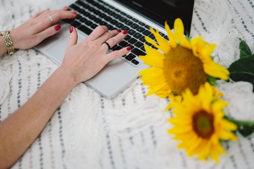 laptop and flower