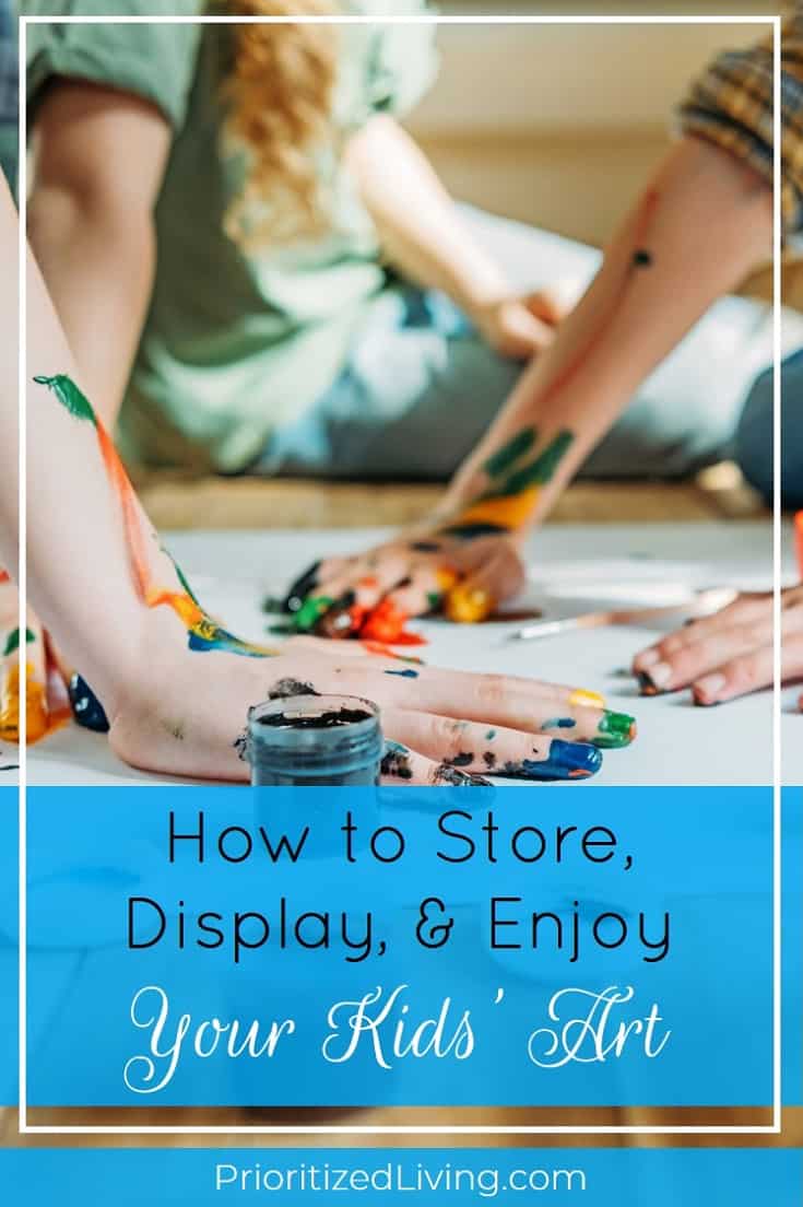 Overrun with your kids' masterpieces? Here are some fantastic ways to display, consolidate, store, organize, and enjoy your their artistic creations! | How to Store, Display, and Enjoy Your Kids' Art | Prioritized Living