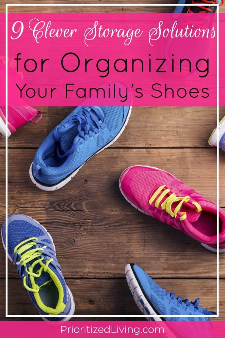 Tired of having your kids' shoes strewn everywhere around the house? These clever storage products and solutions easily organize all your family's shoes. | 9 Clever Storage Solutions for Organizing Your Family's Shoes | Prioritized Living