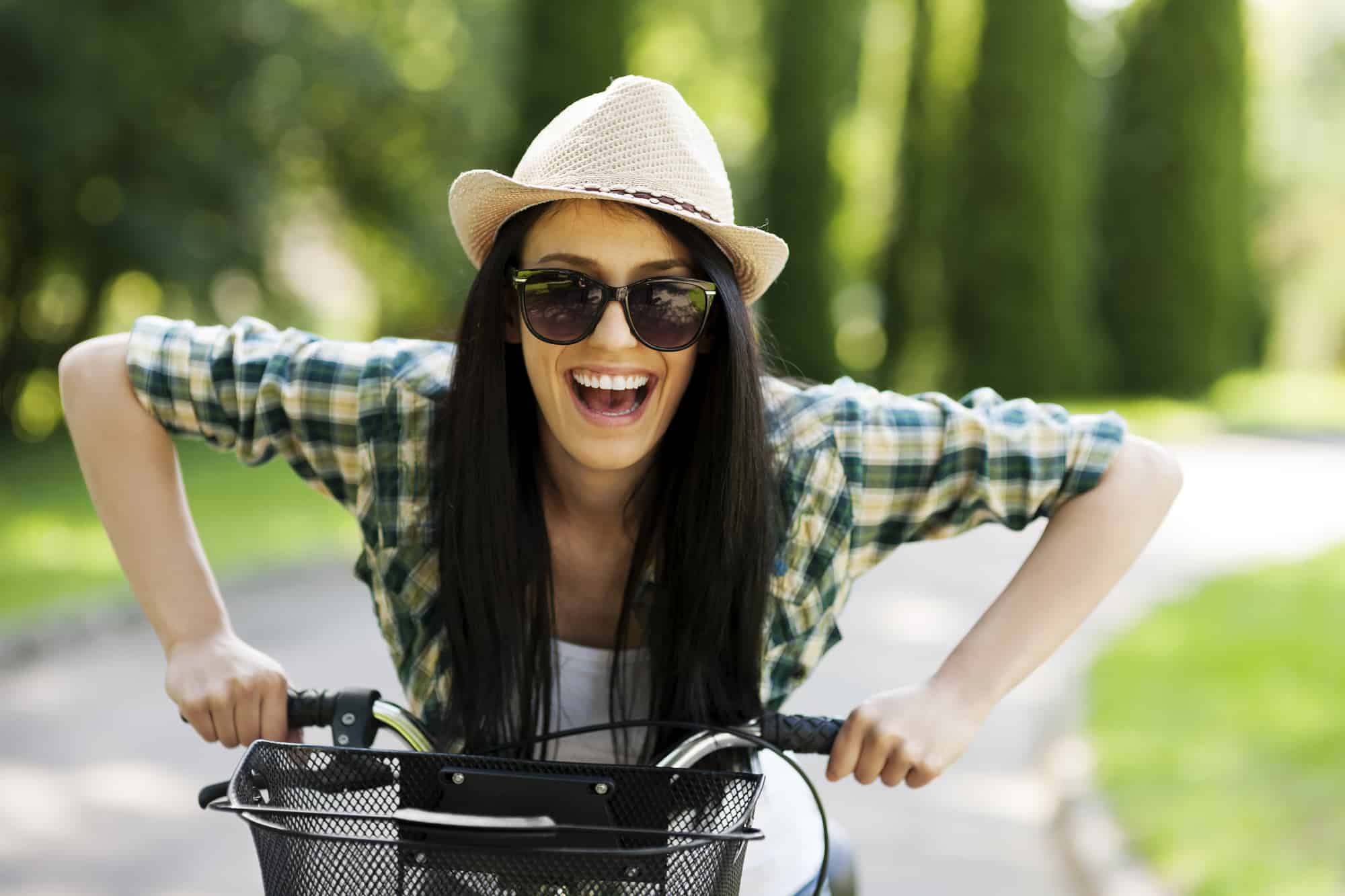 Young woman on bicycle