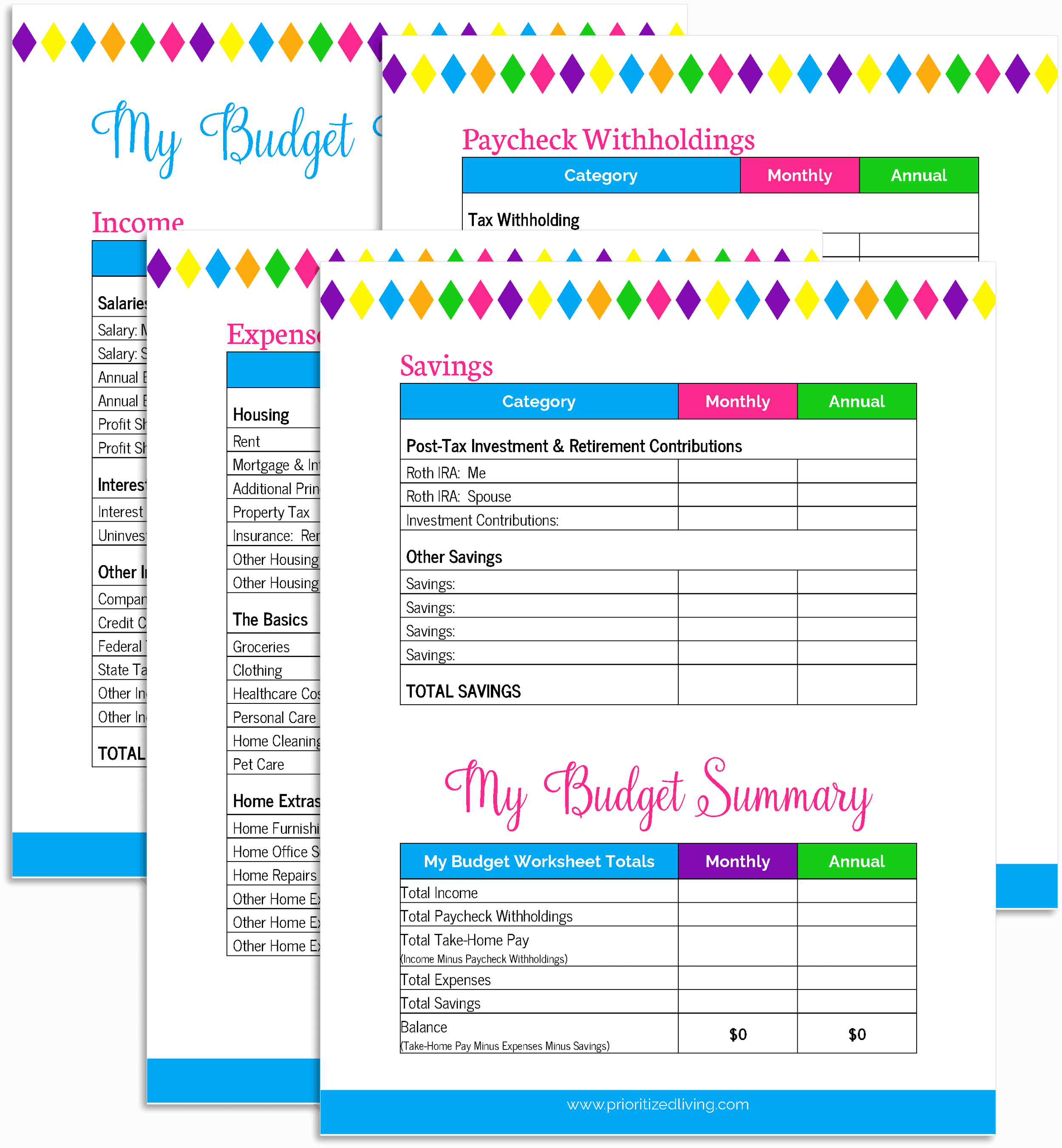 Budget Template exercept from My Budget Binder