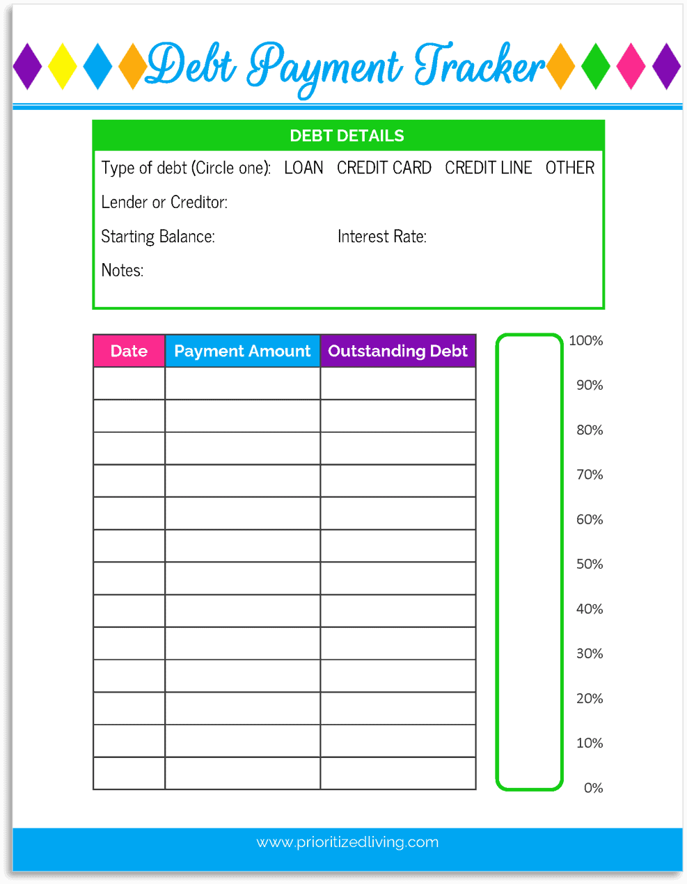 Debt Payment Tracker in My Budget Binder