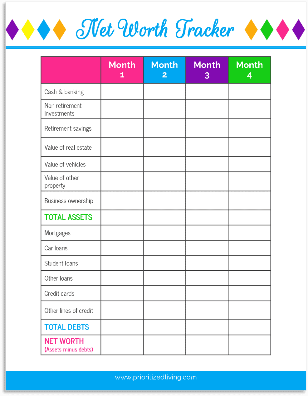 Net Worth Tracker in My Budget Binder