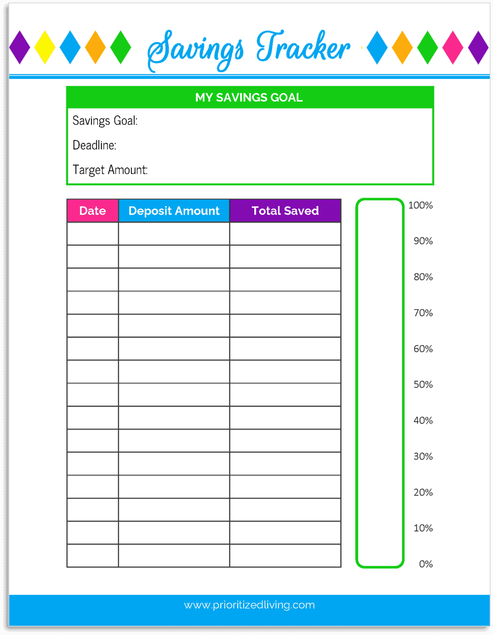 Savings Tracker in My Budget Binder