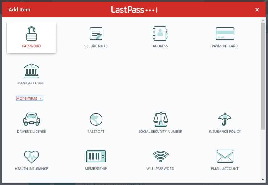 LastPass Add Item