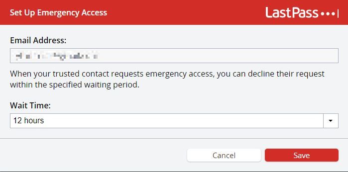LastPass Emergency Access