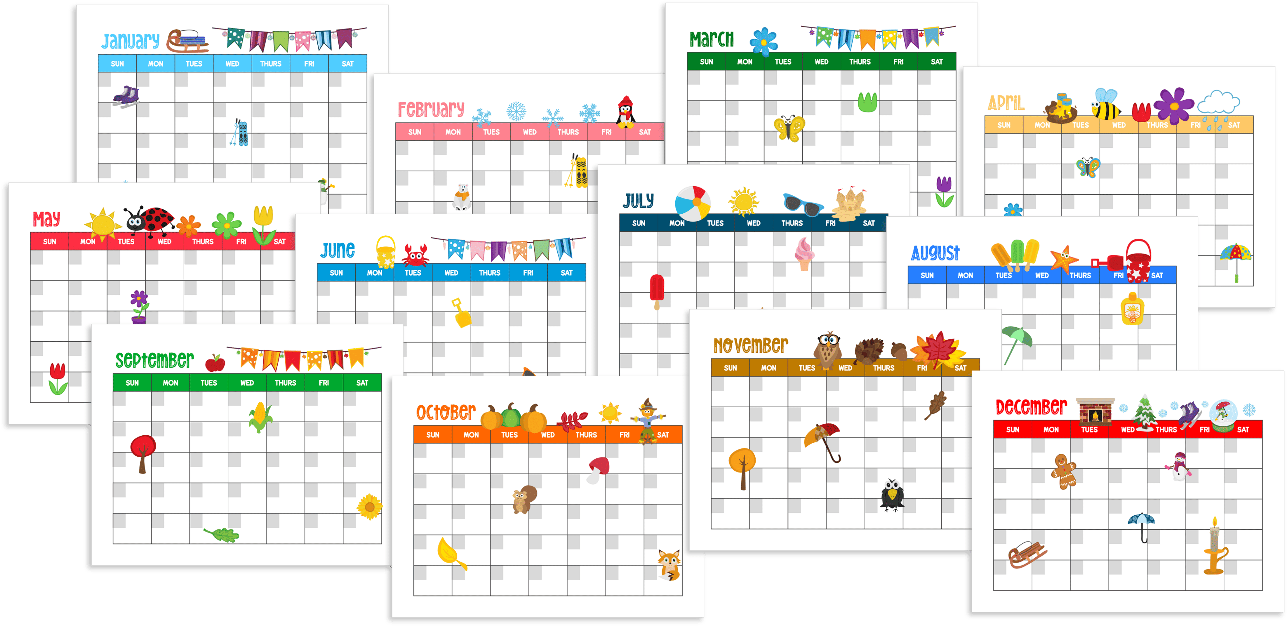 Calendars - Bright Theme (Kid's Planner)