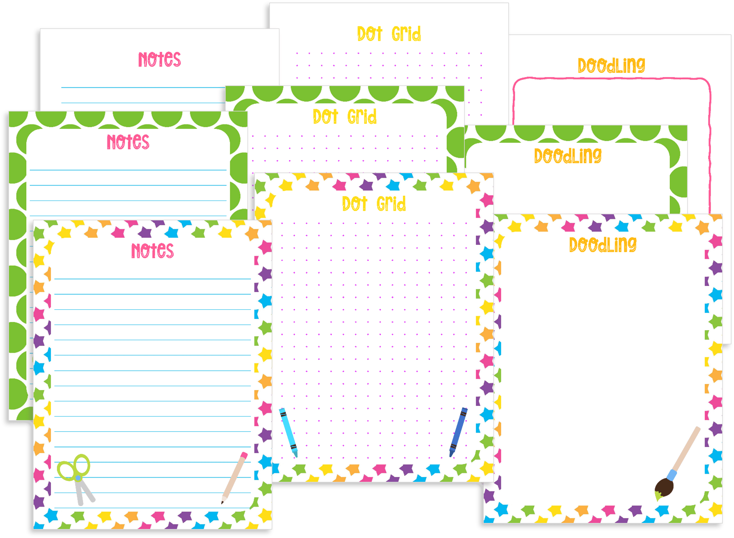 Note and Doodle Pages - Pretty Theme (Kid's Planner)