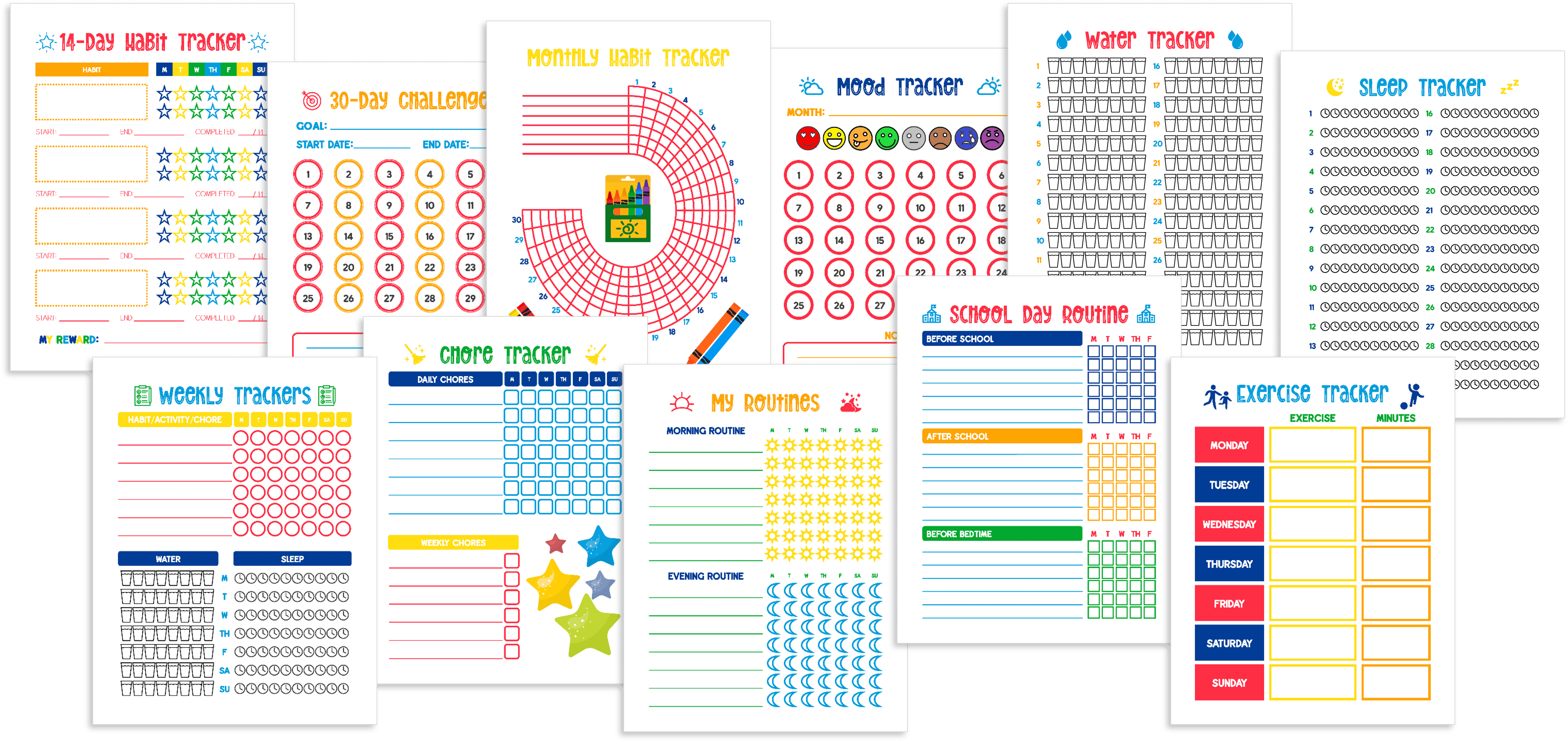 Trackers - Bright Theme (Kid's Planner)